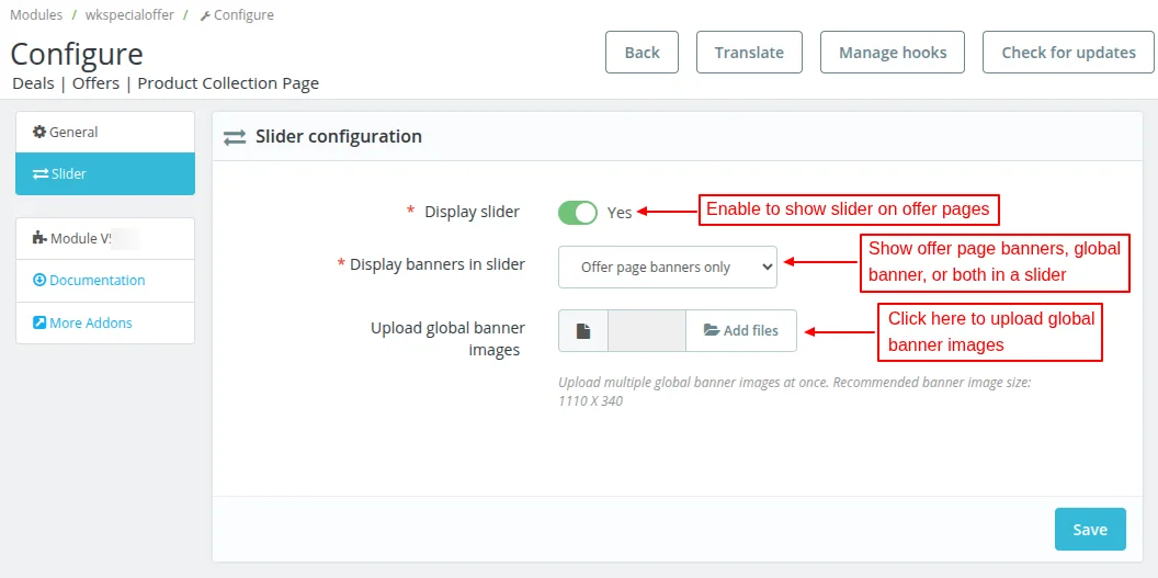 slider configuration
