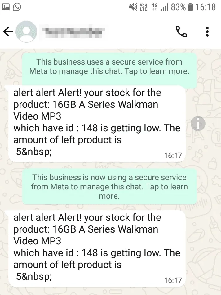 test whatsapp notification