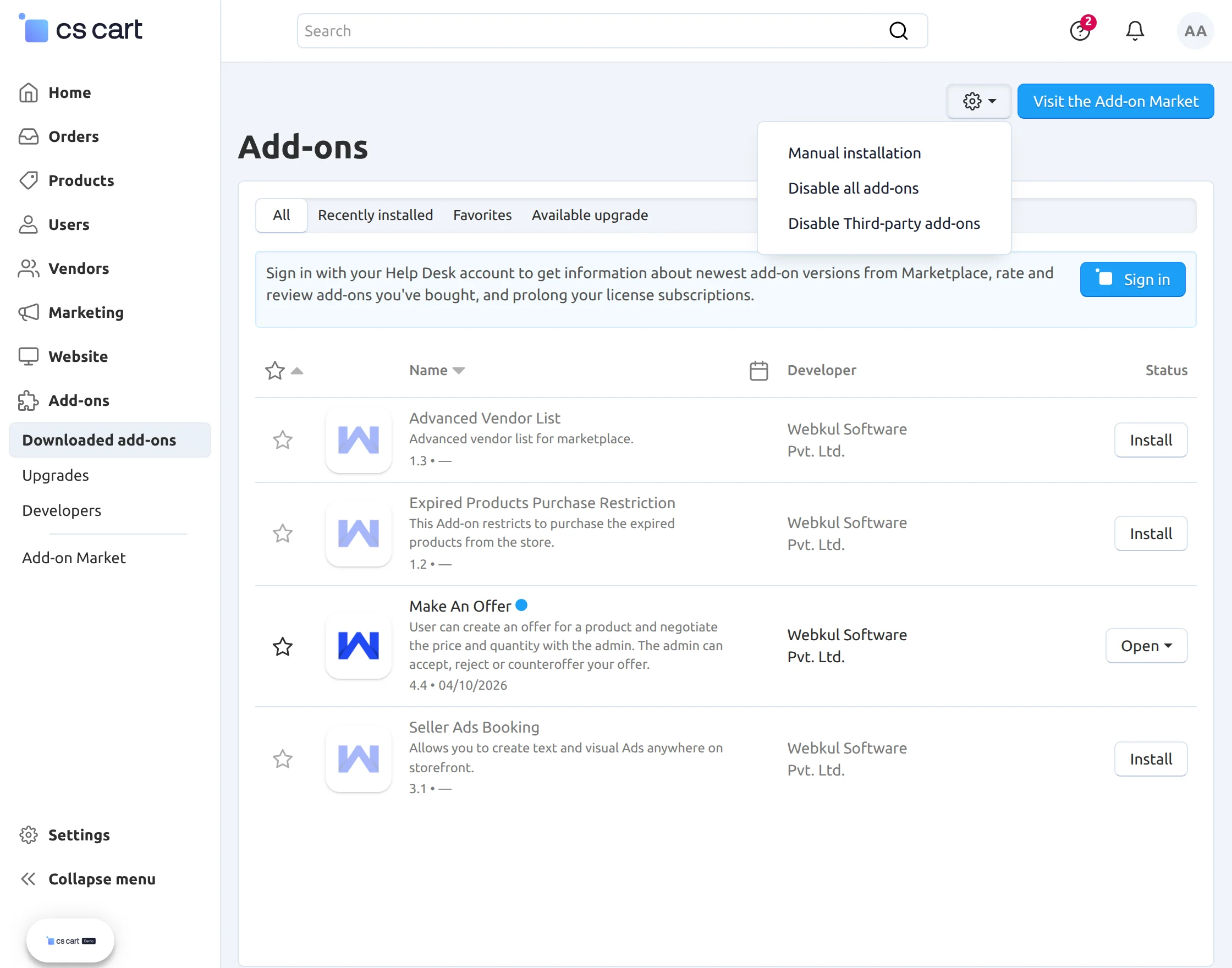 a-addon-listing-page