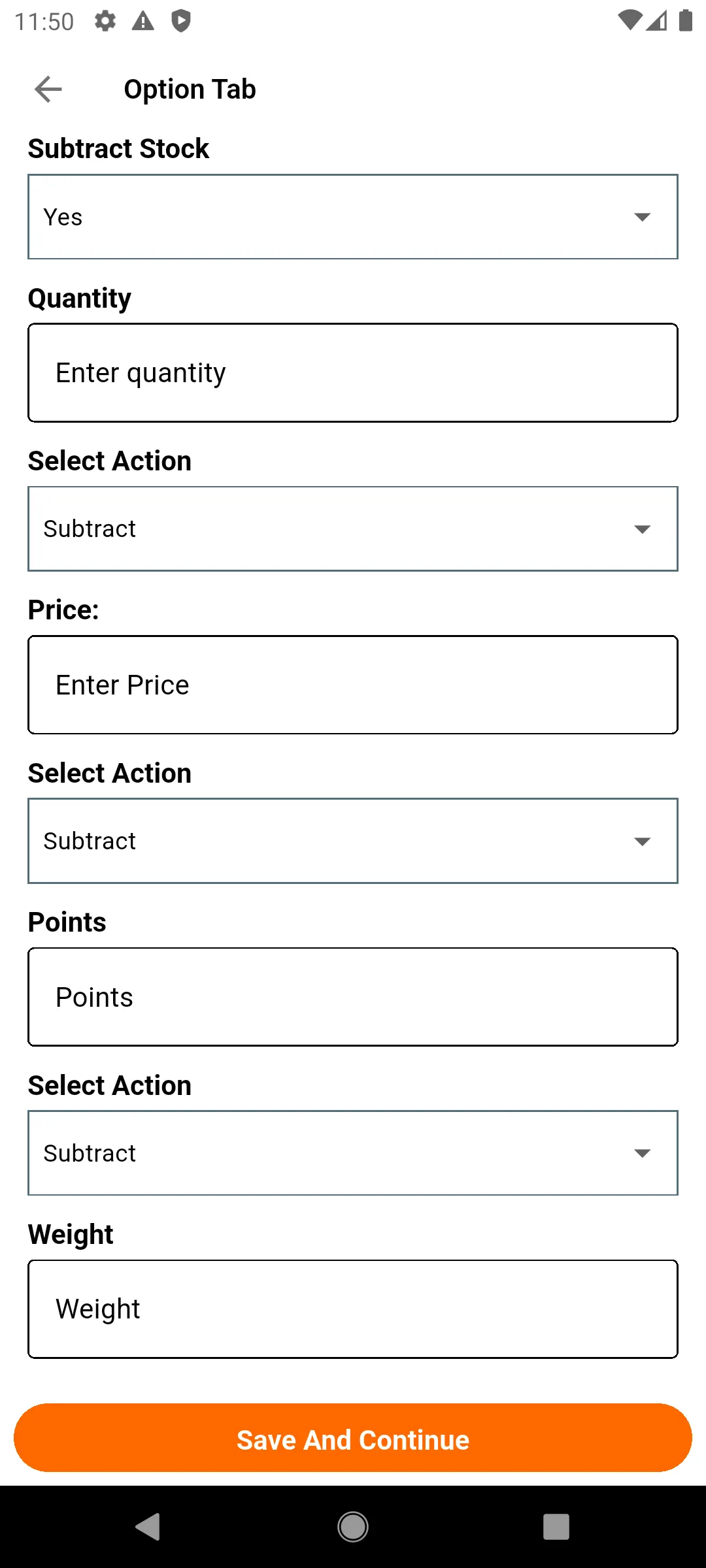Option Tab