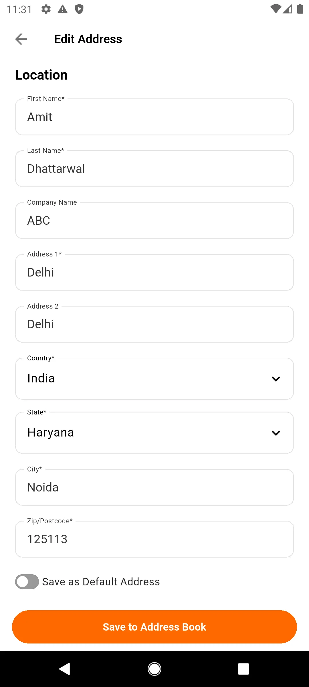 Edit Address