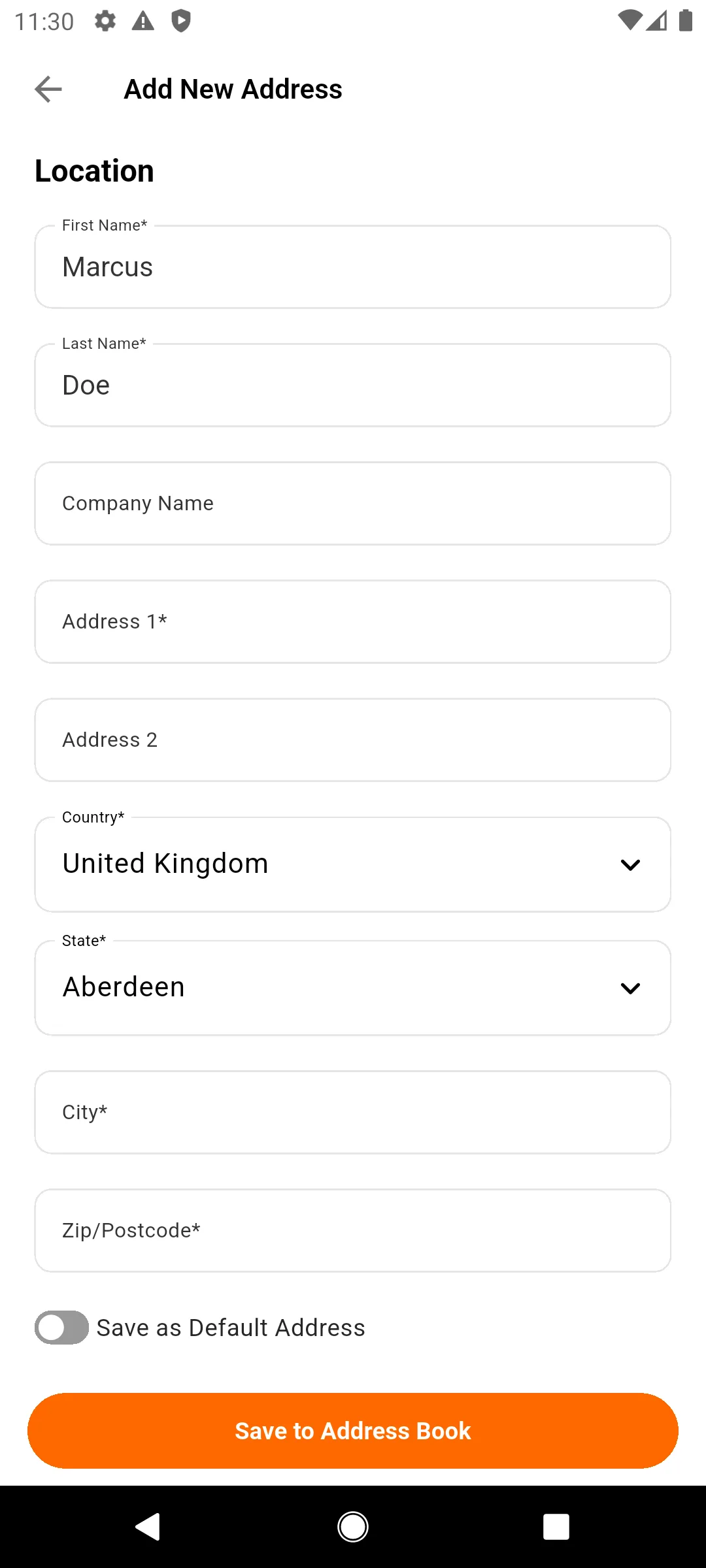 Add New Address