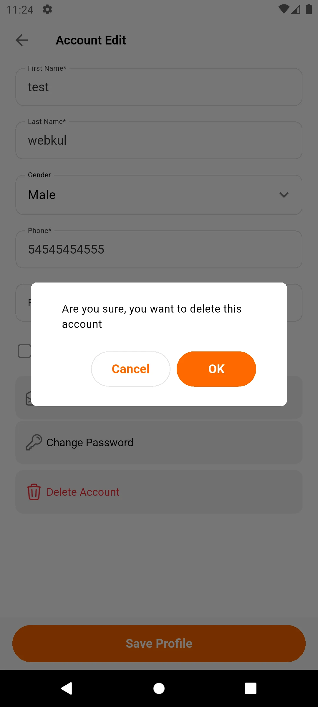 Delete Account