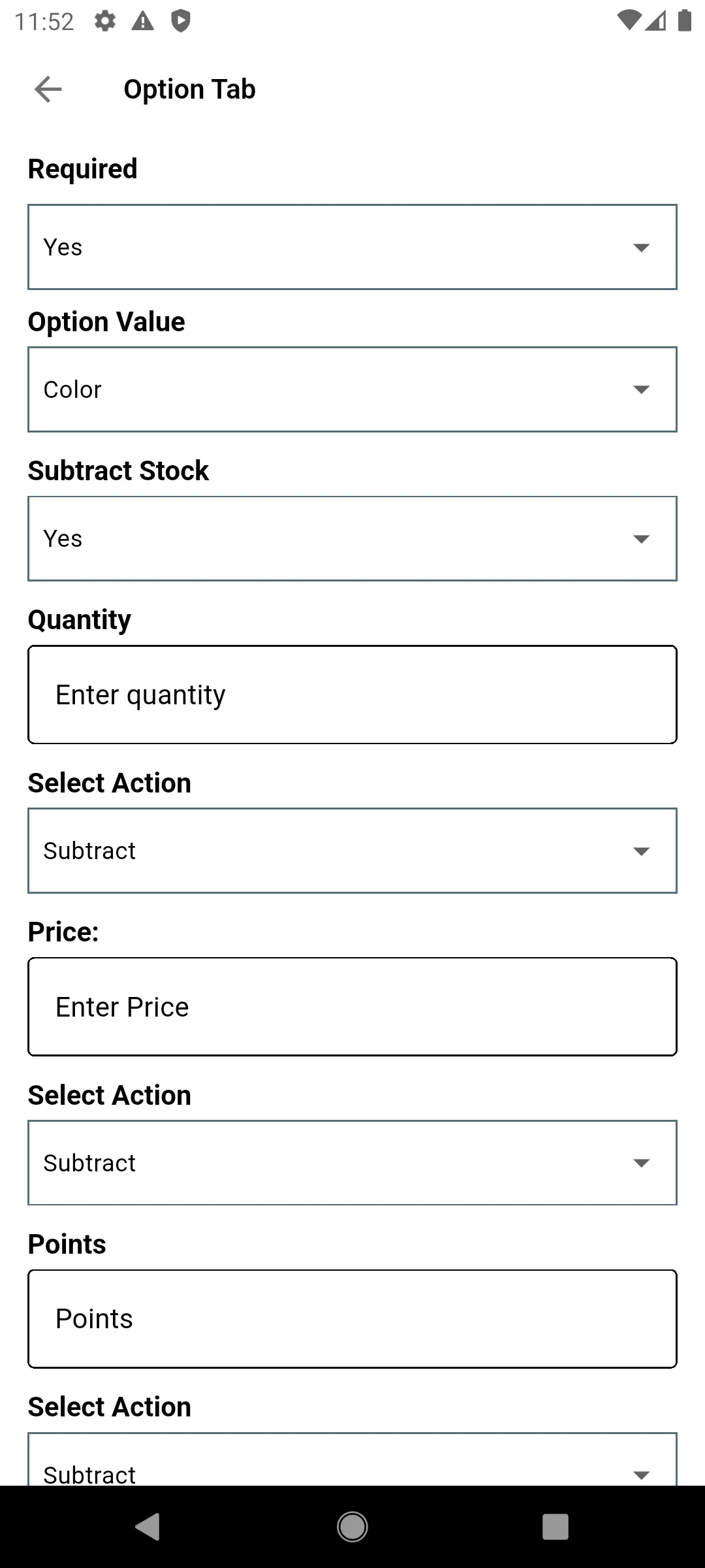 Option Tab