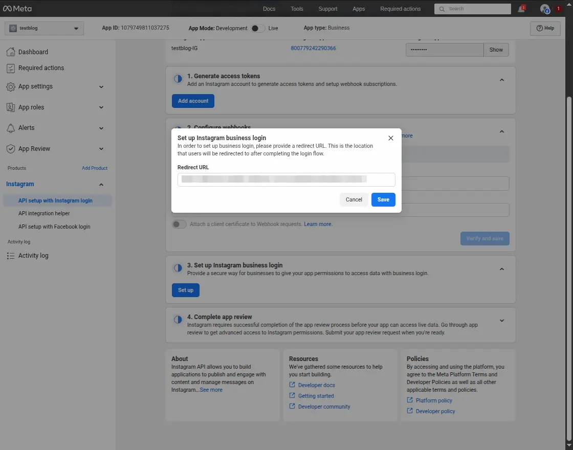 Social-login-redirect-url-for-instagram