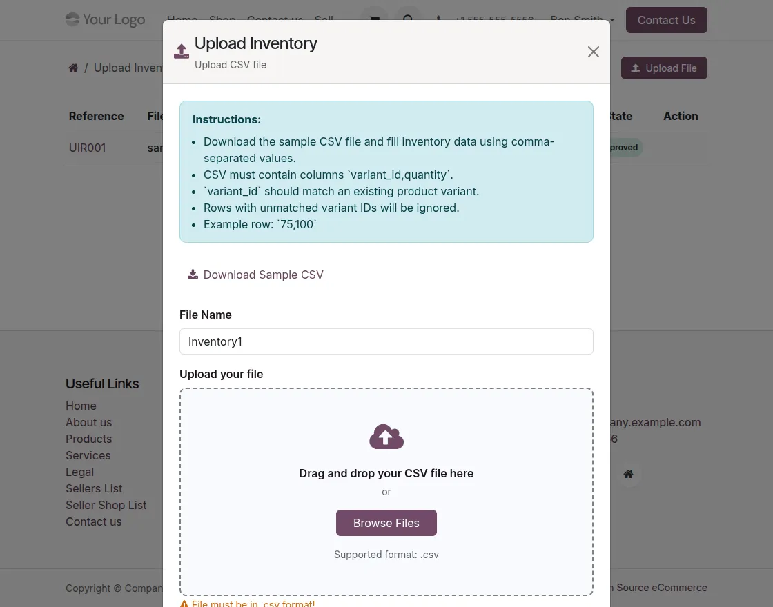 upload inventory