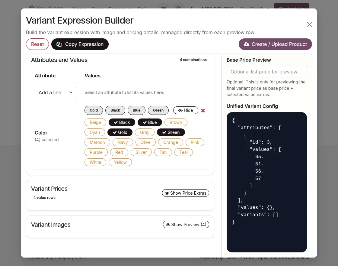variant expression builder