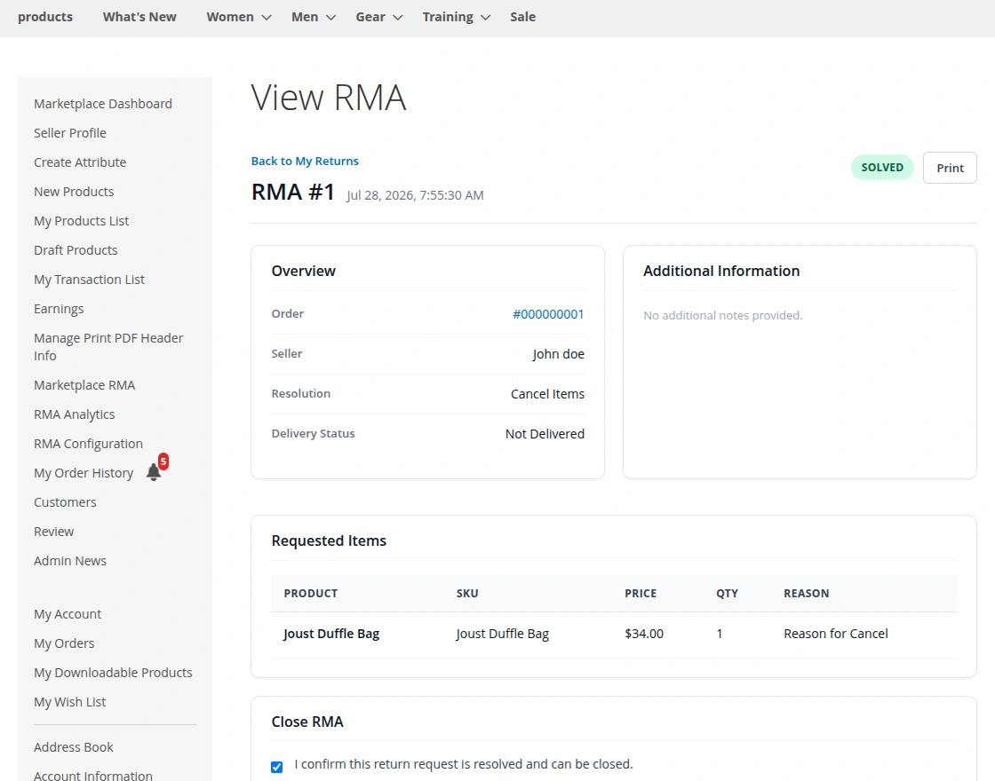 Customer side MP rma