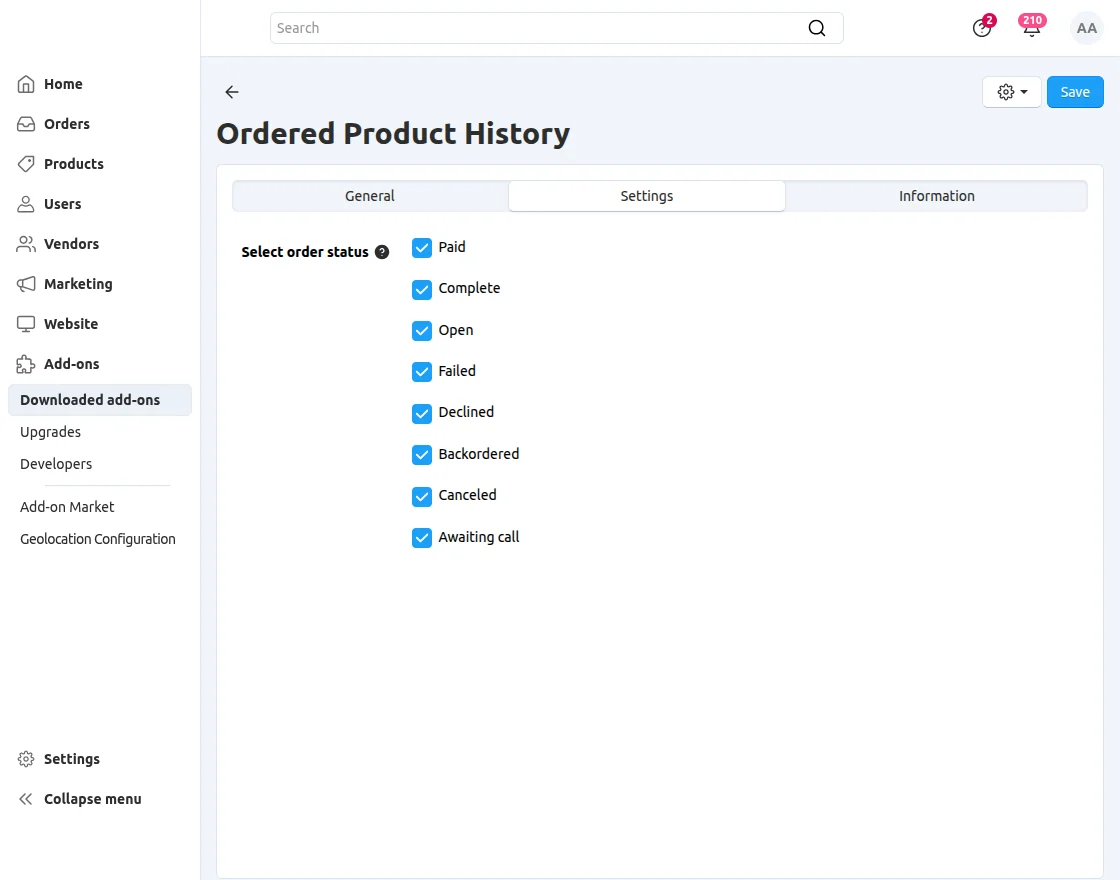 order status