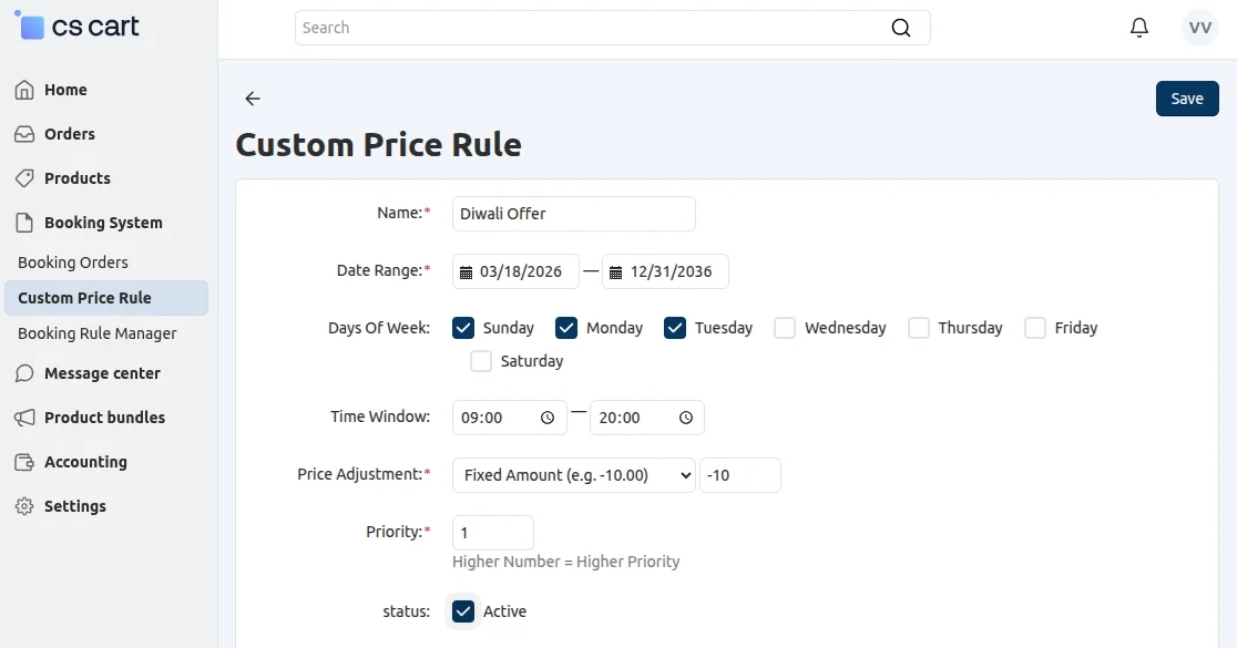 CS-Cart add custom price rule