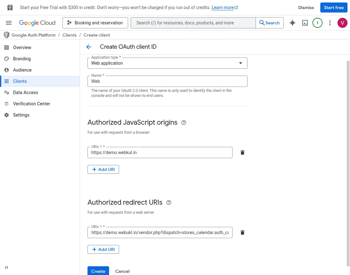 create auth client id