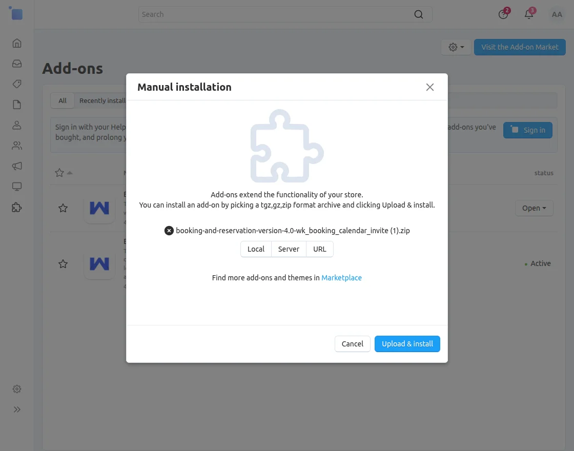 CS-Cart booking calendar invite