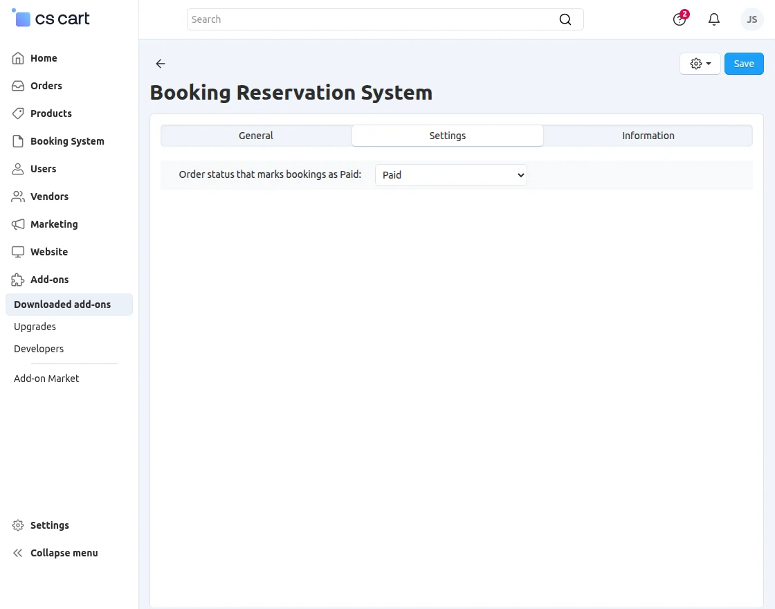 CS-Cart booking reservation addon configuration