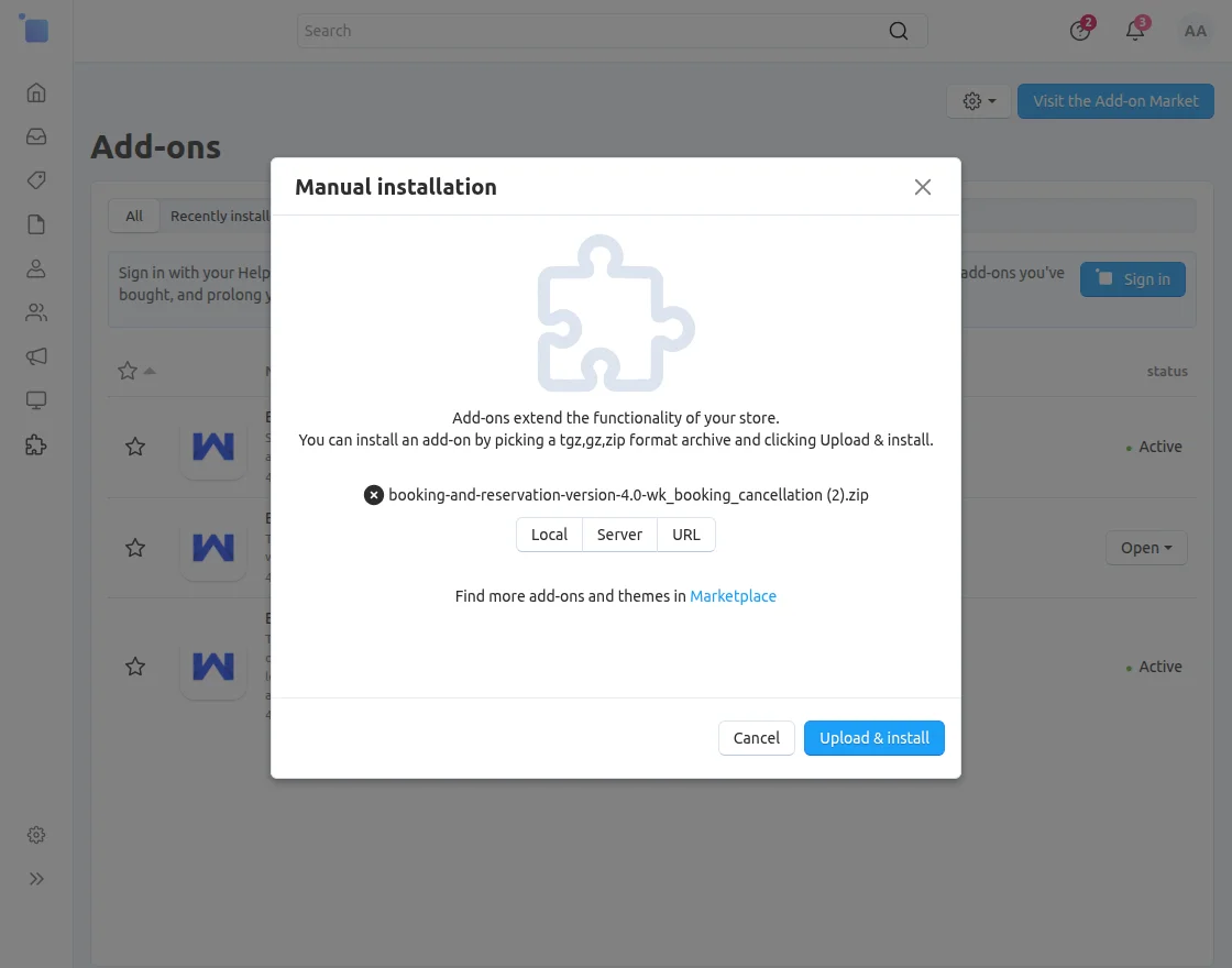 CS-Cart cancellation addon installation