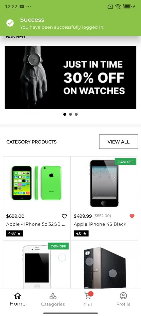 successfully logged in