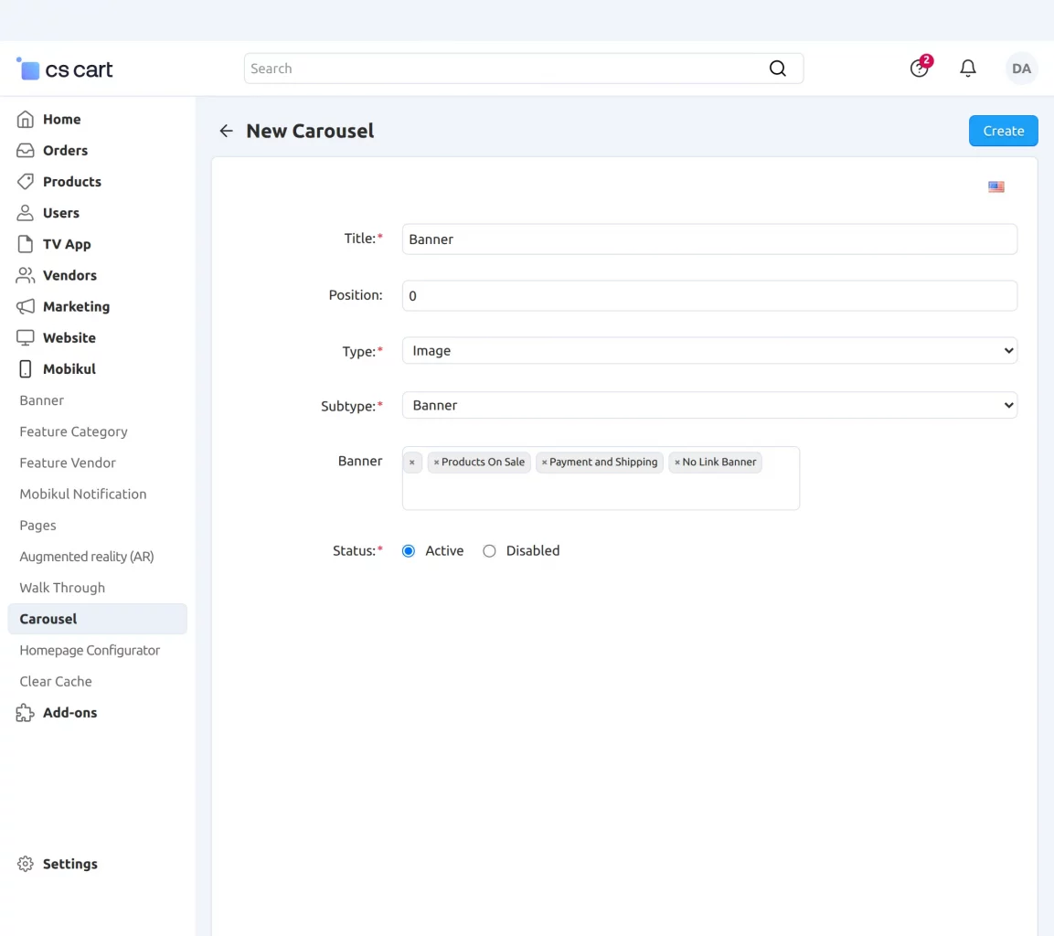 cs-cart add new carousel