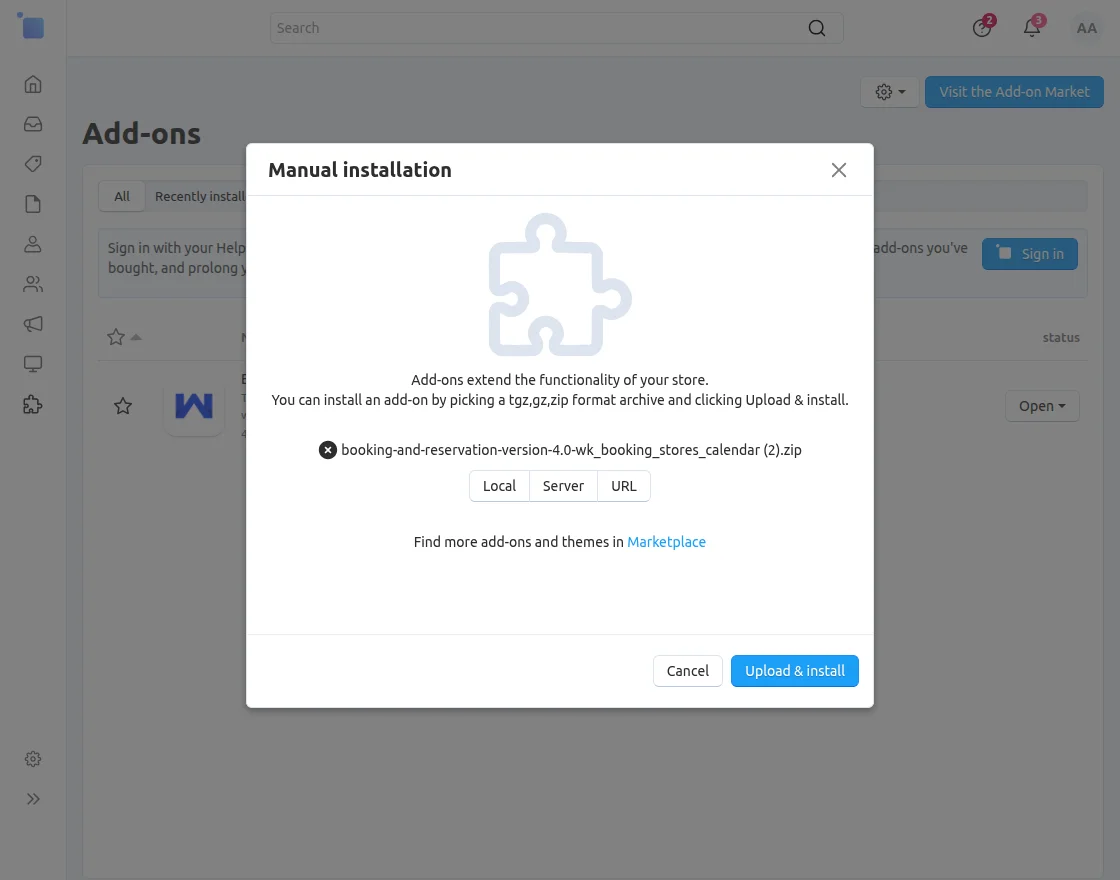 CS-Cart store calendar addon install