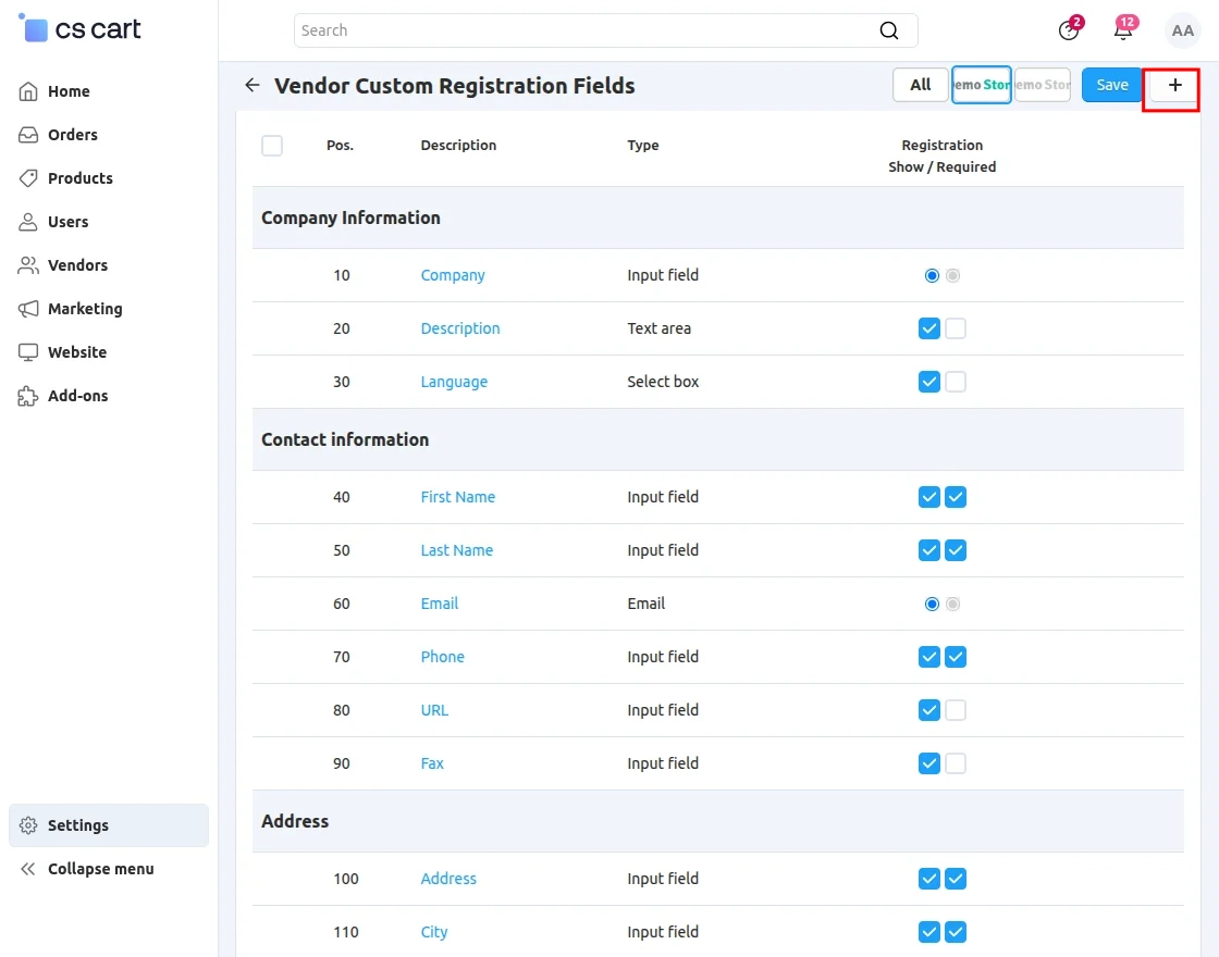 CS-Cart vendor custom registration manage