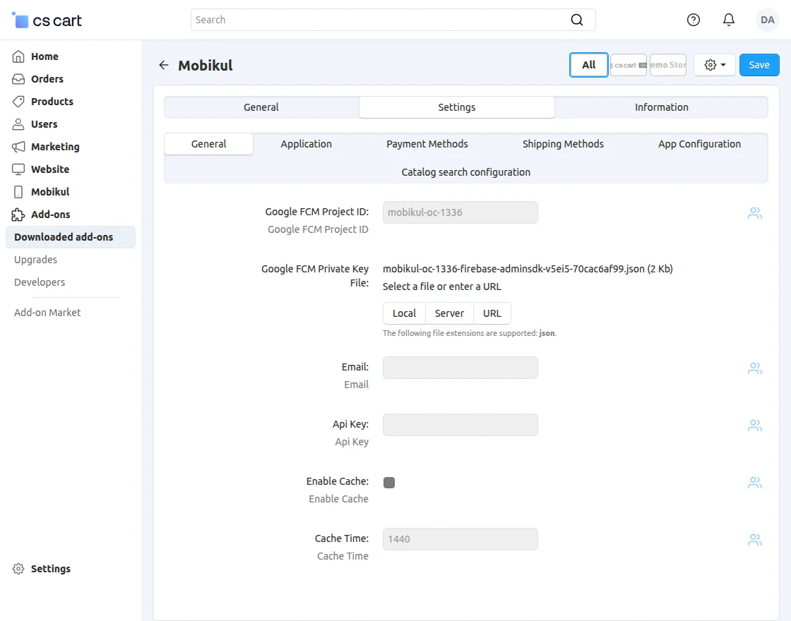 CS-Cart general settings