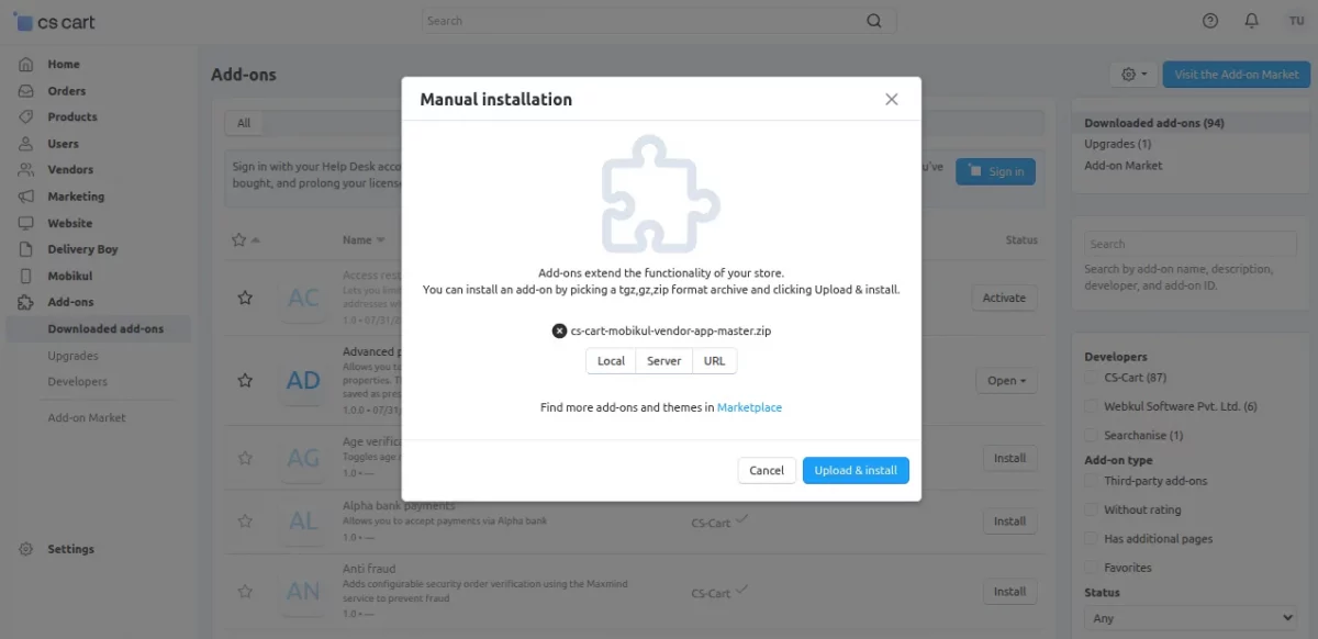 CS-Cart installation
