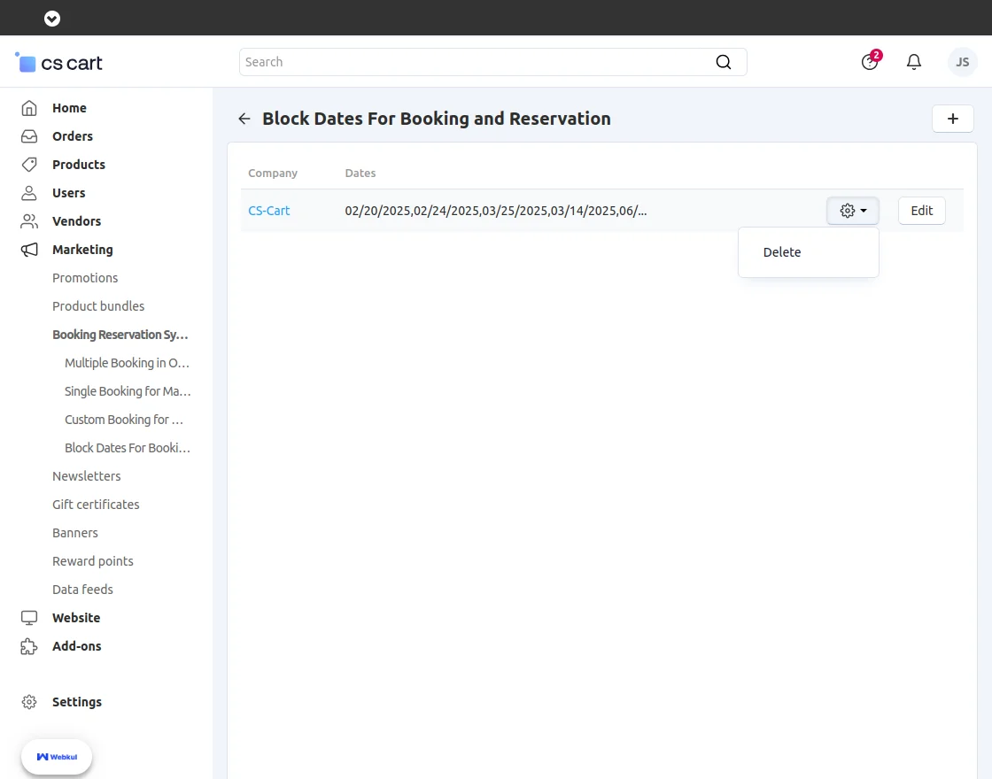 block dates for booking and reservation