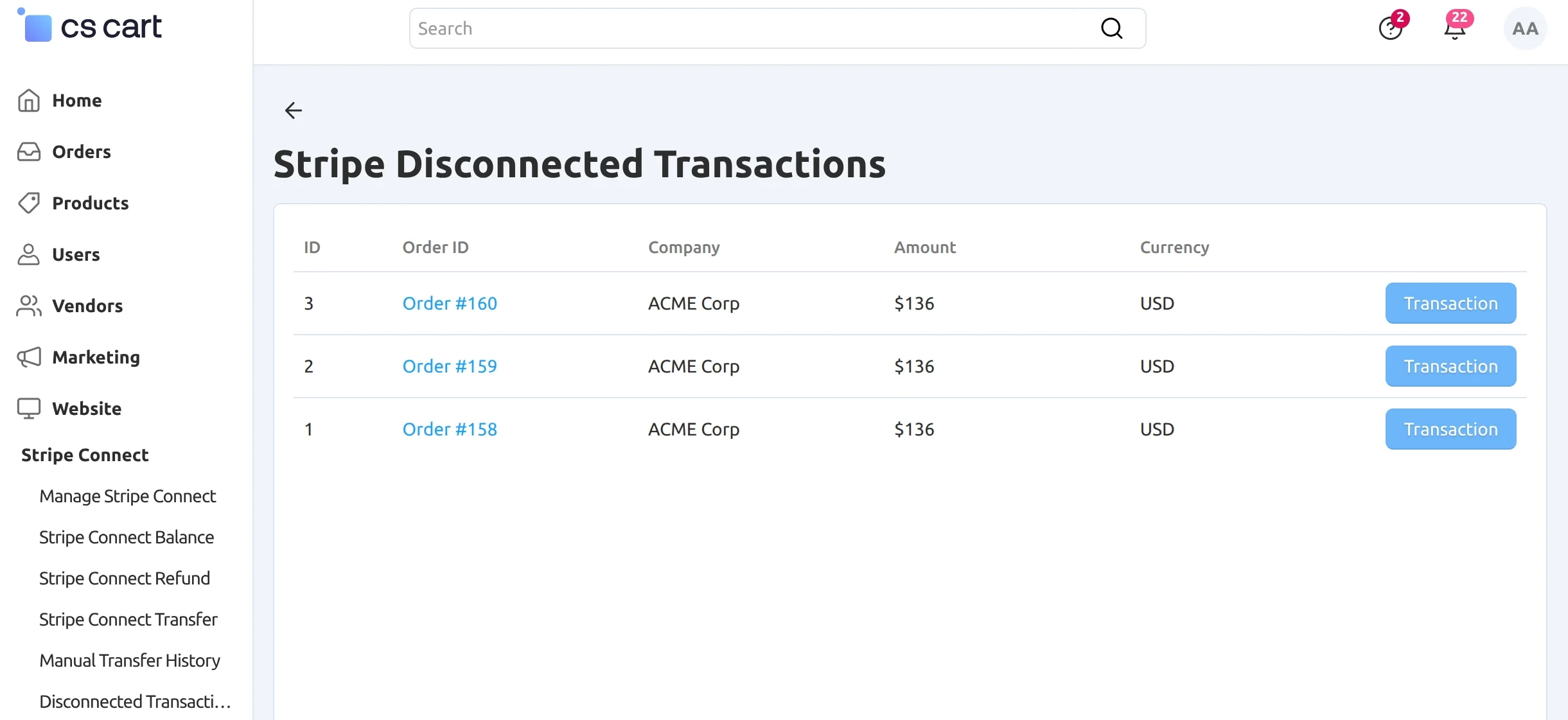 CS-Cart disconnected account