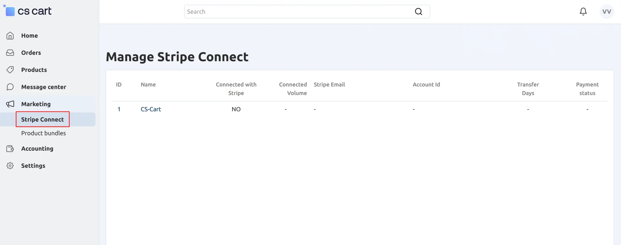 CS-Cart manage stripe account