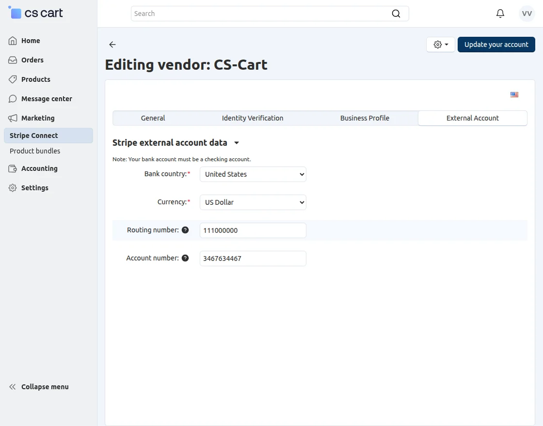 CS-Cart Stripe Extenal identity