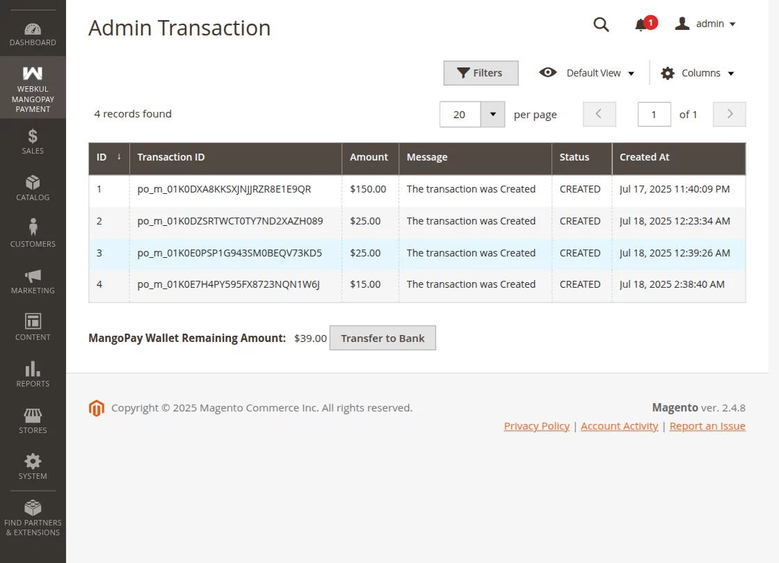 MangoPay Money Transfer Process from Administrator’s(Escrow) Wallet to Bank