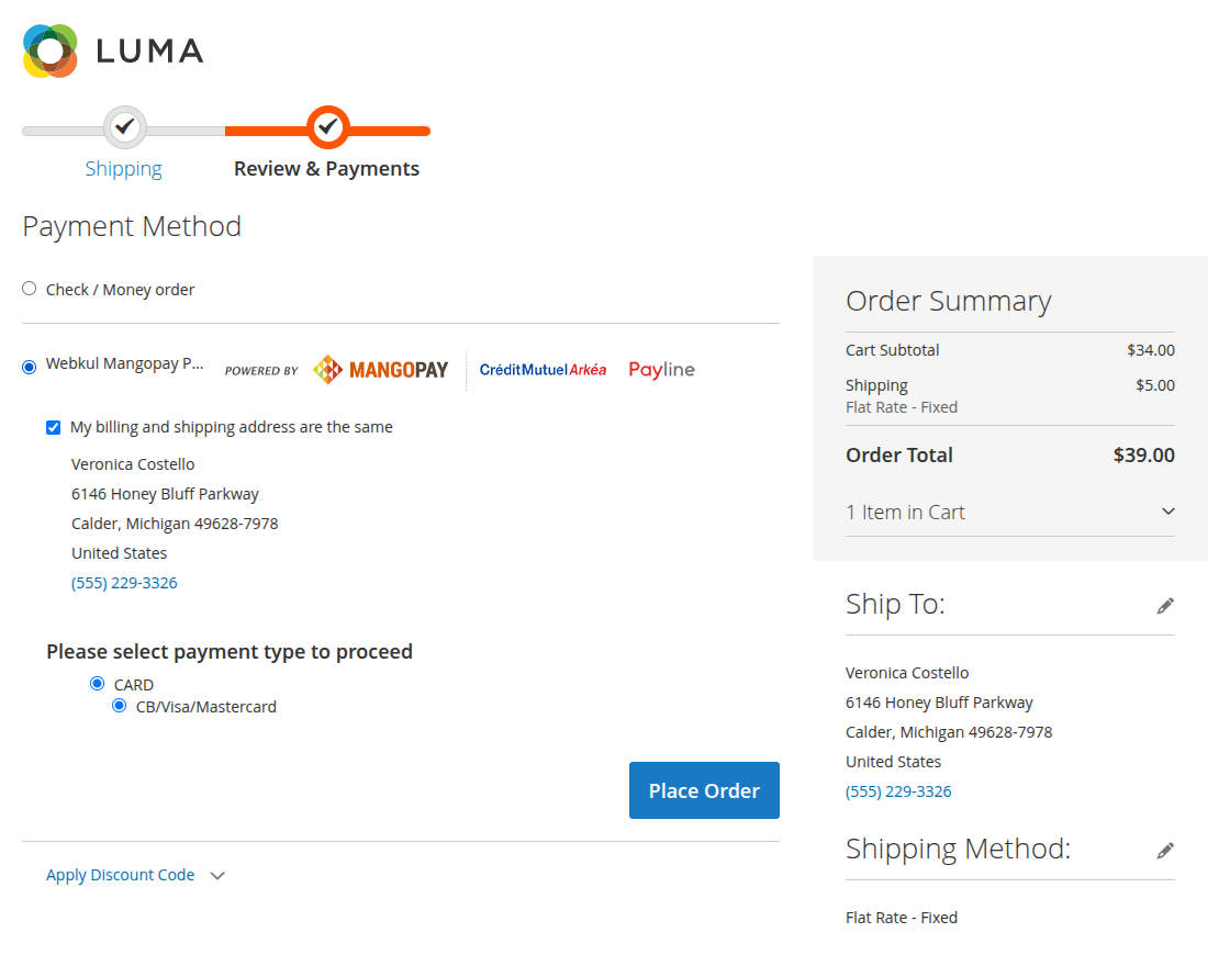 MangoPay Payment Gateway