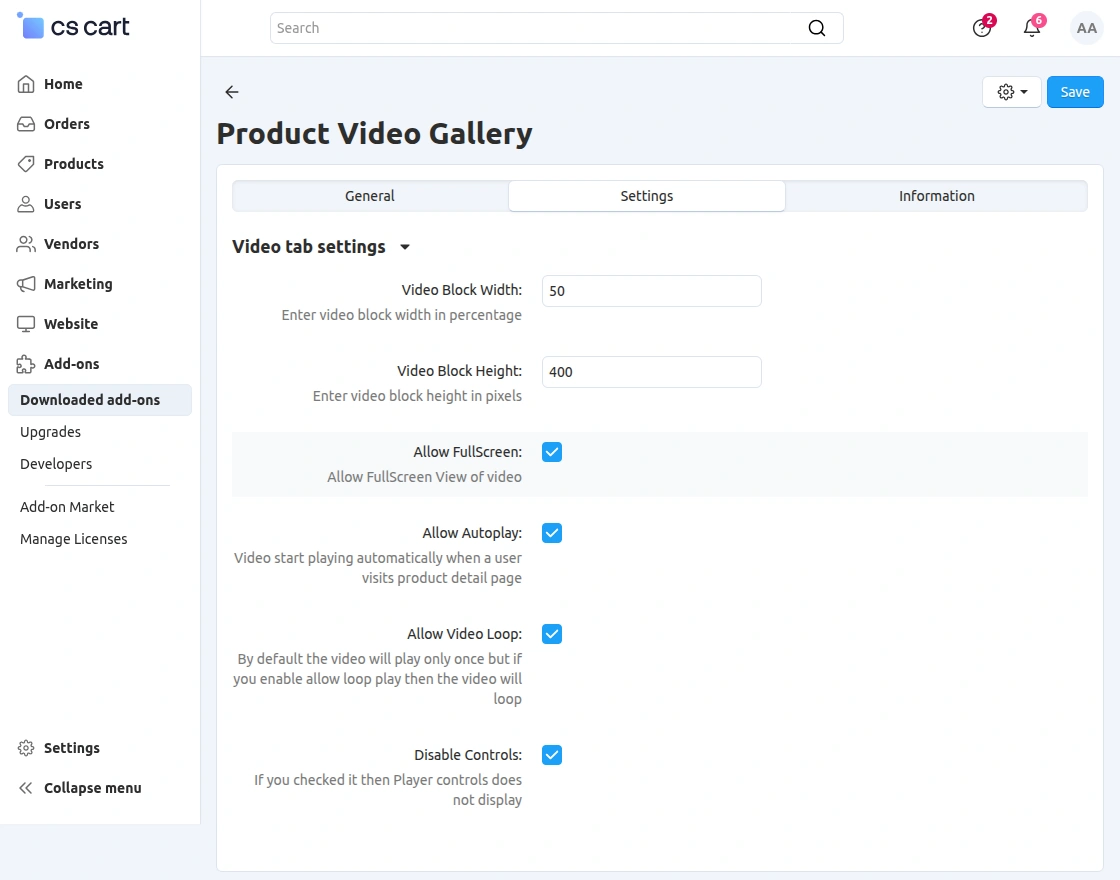 cs-cart-product-video-gallery-configuration