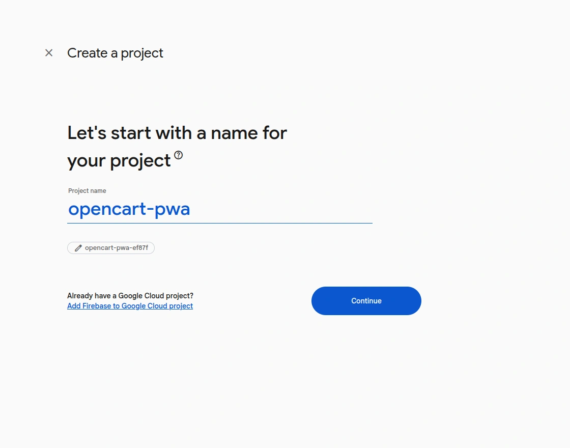 firebase project name