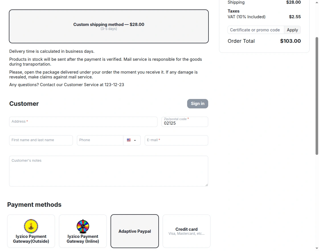 checkout with paypal