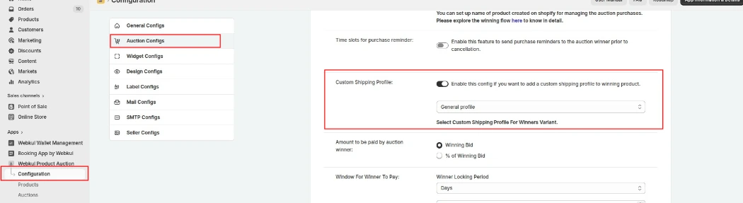 custom shipping profile