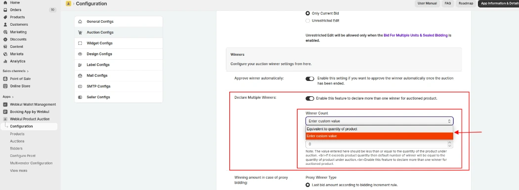 declare multiple winner config