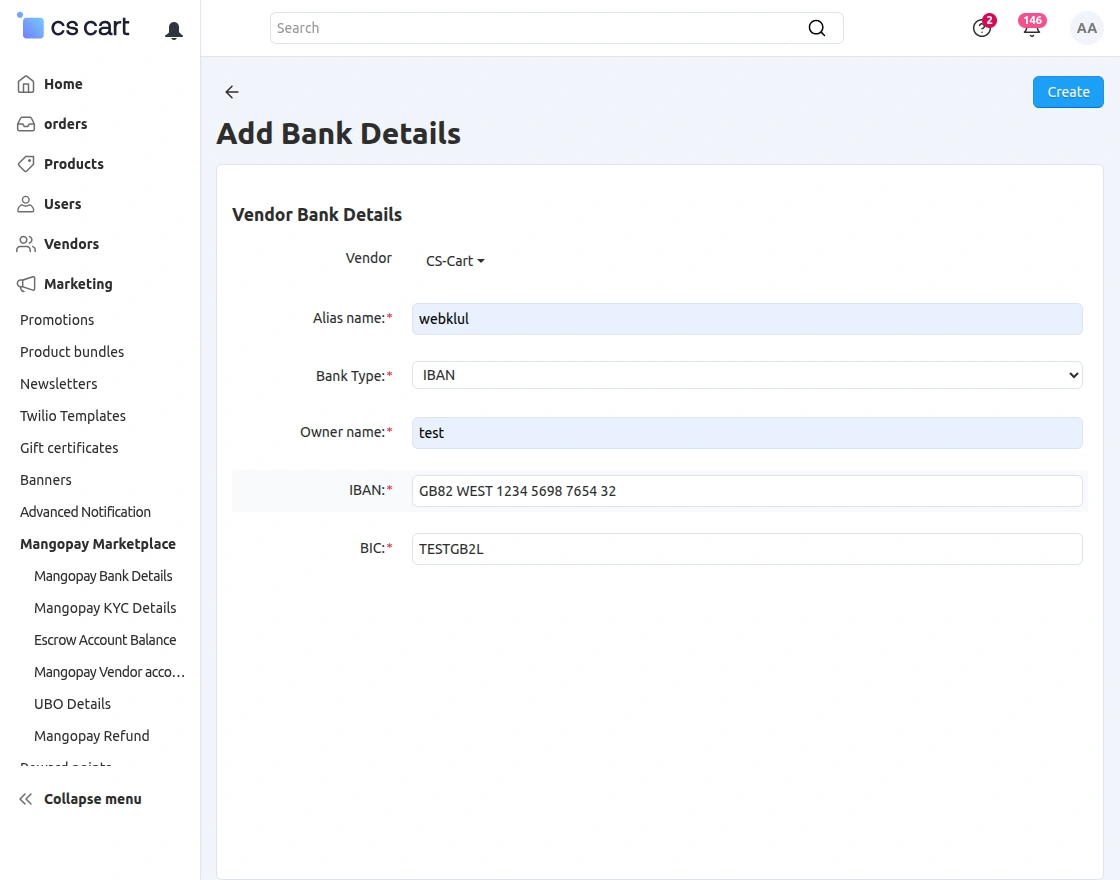 mangopay bank details