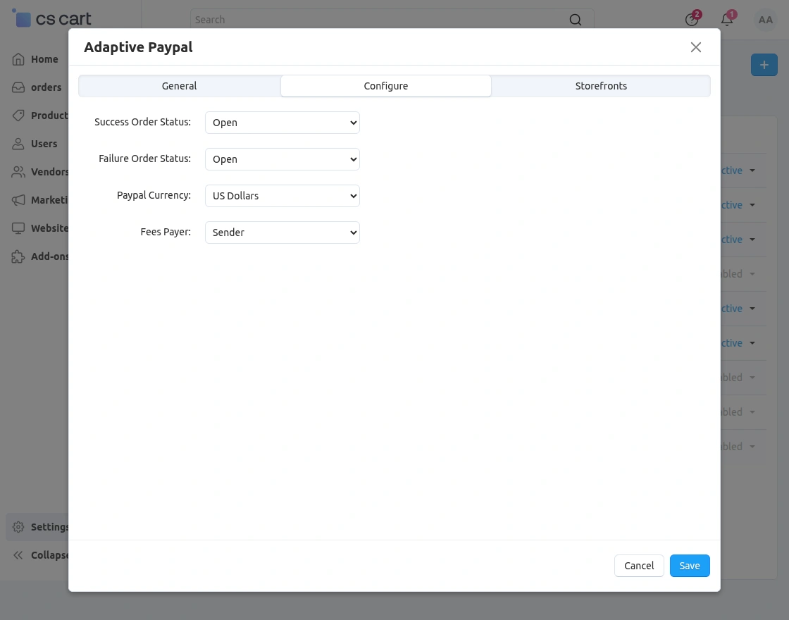 payment configuration