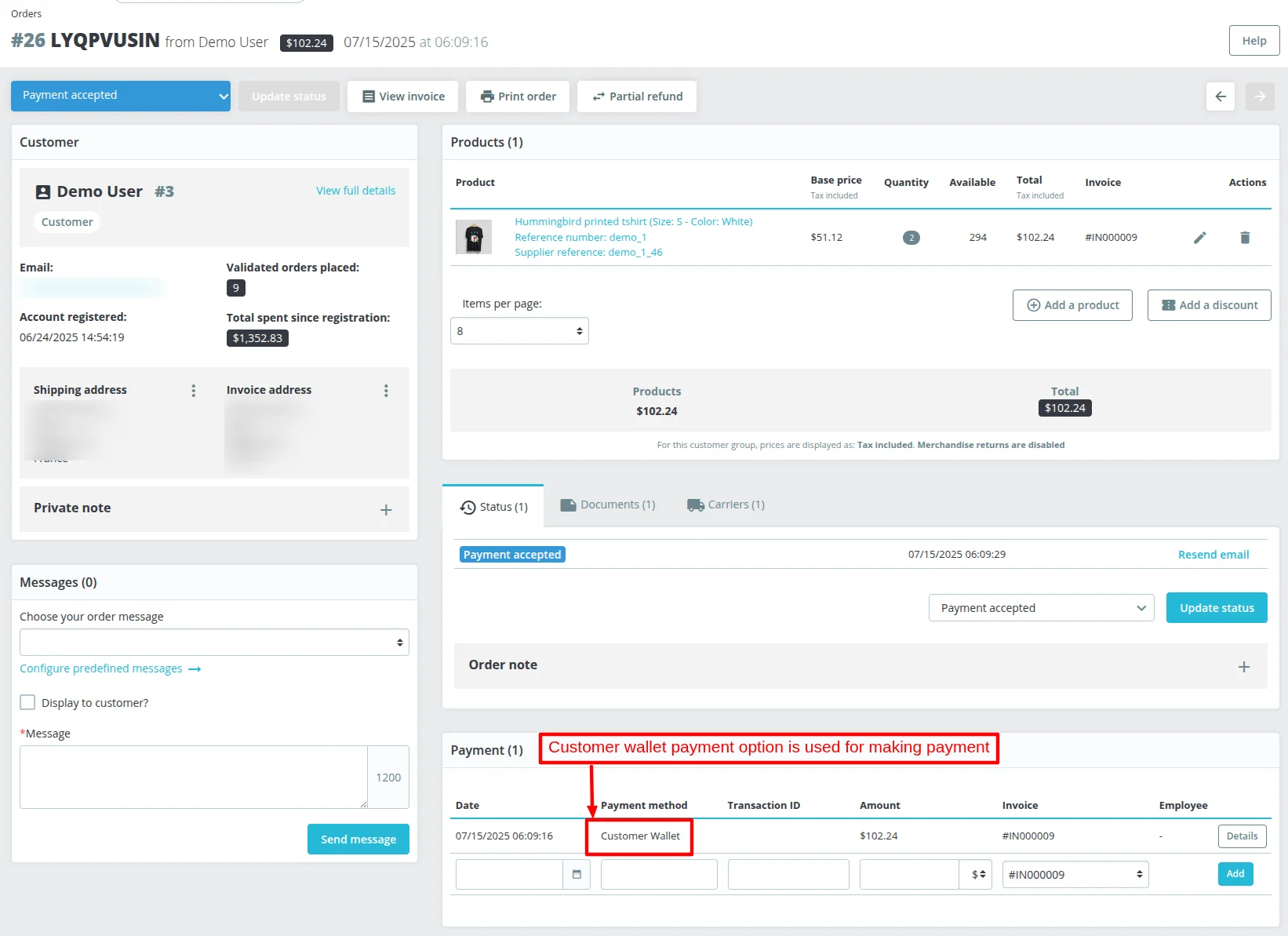 order information backend