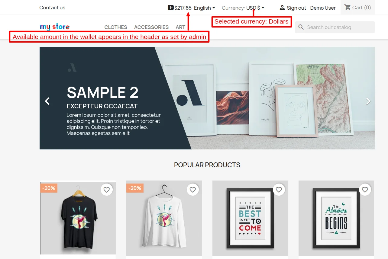 selected currency dollar