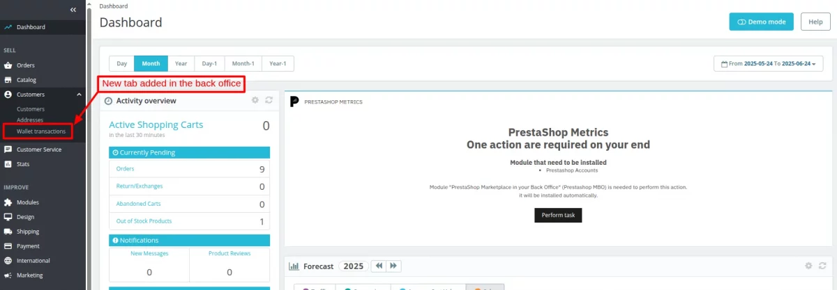 wallet transactions tab