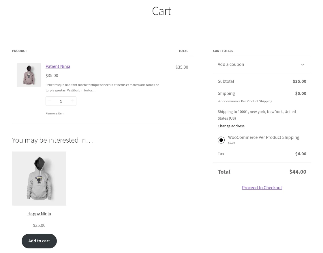 cart page