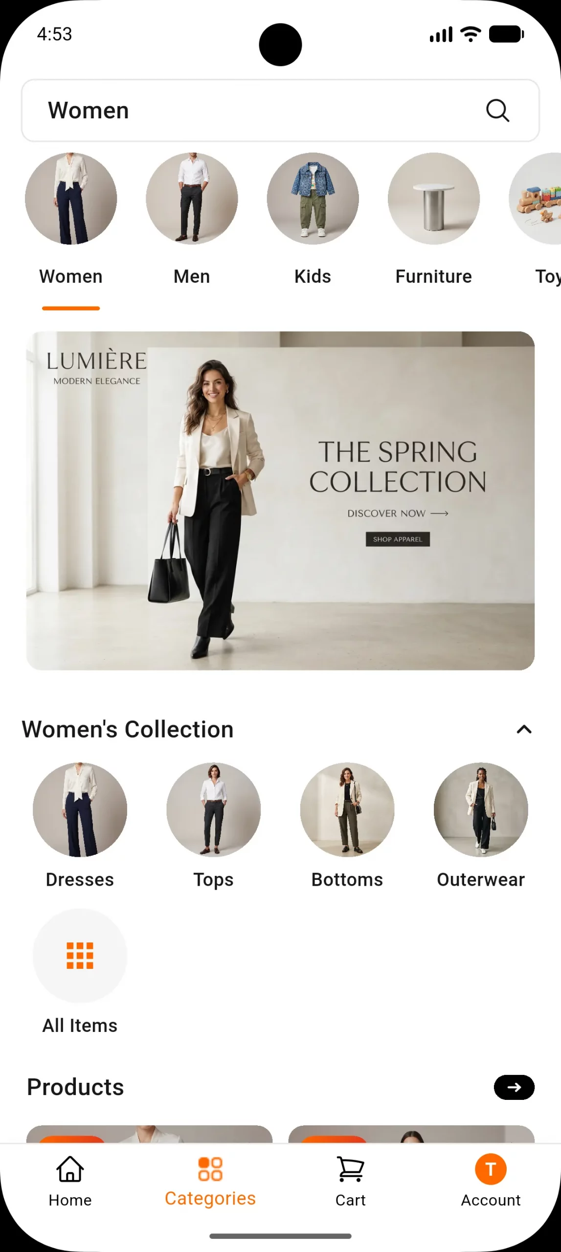 tab category view