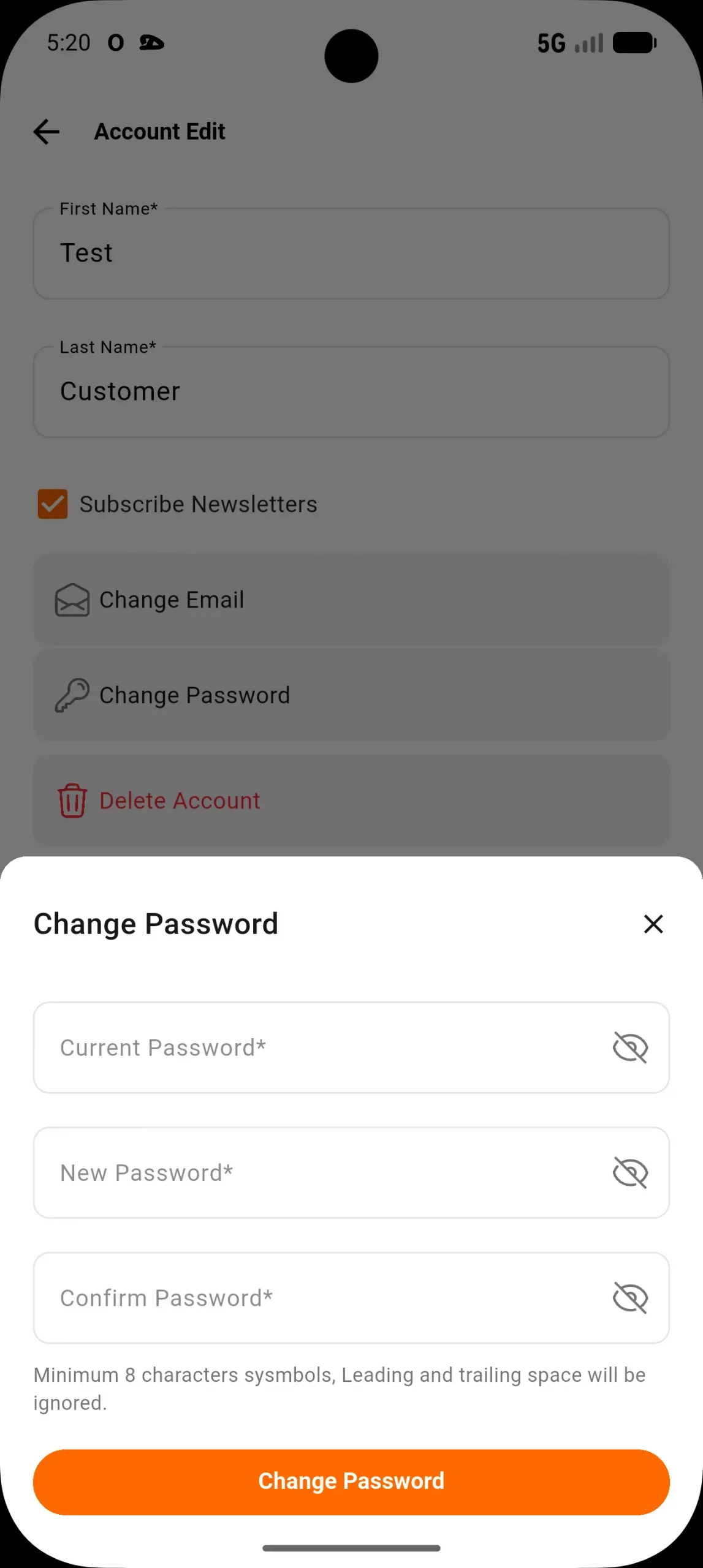 change password