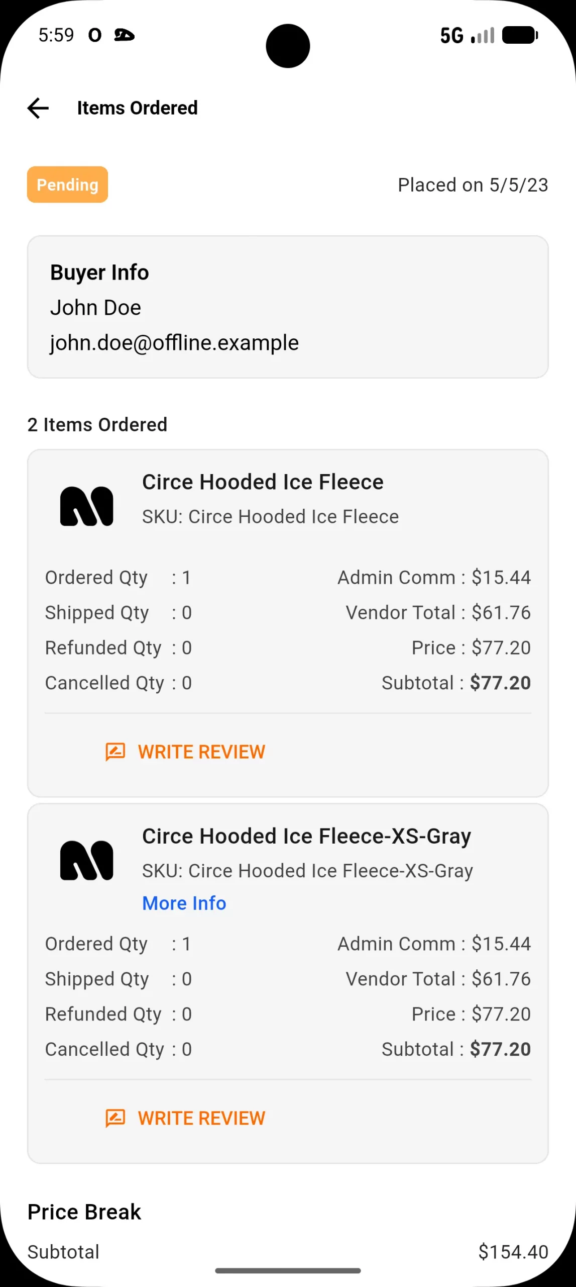 item ordered