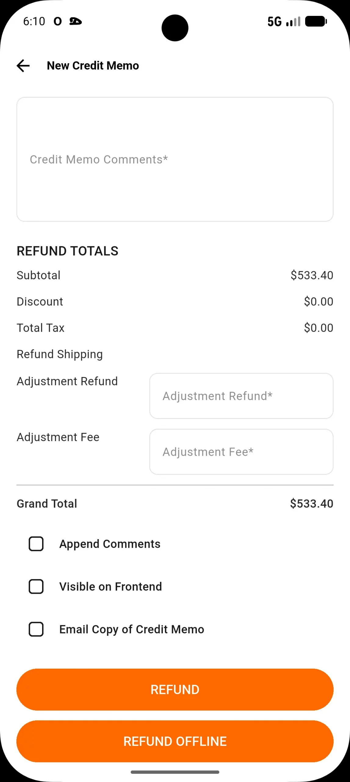 refund offline