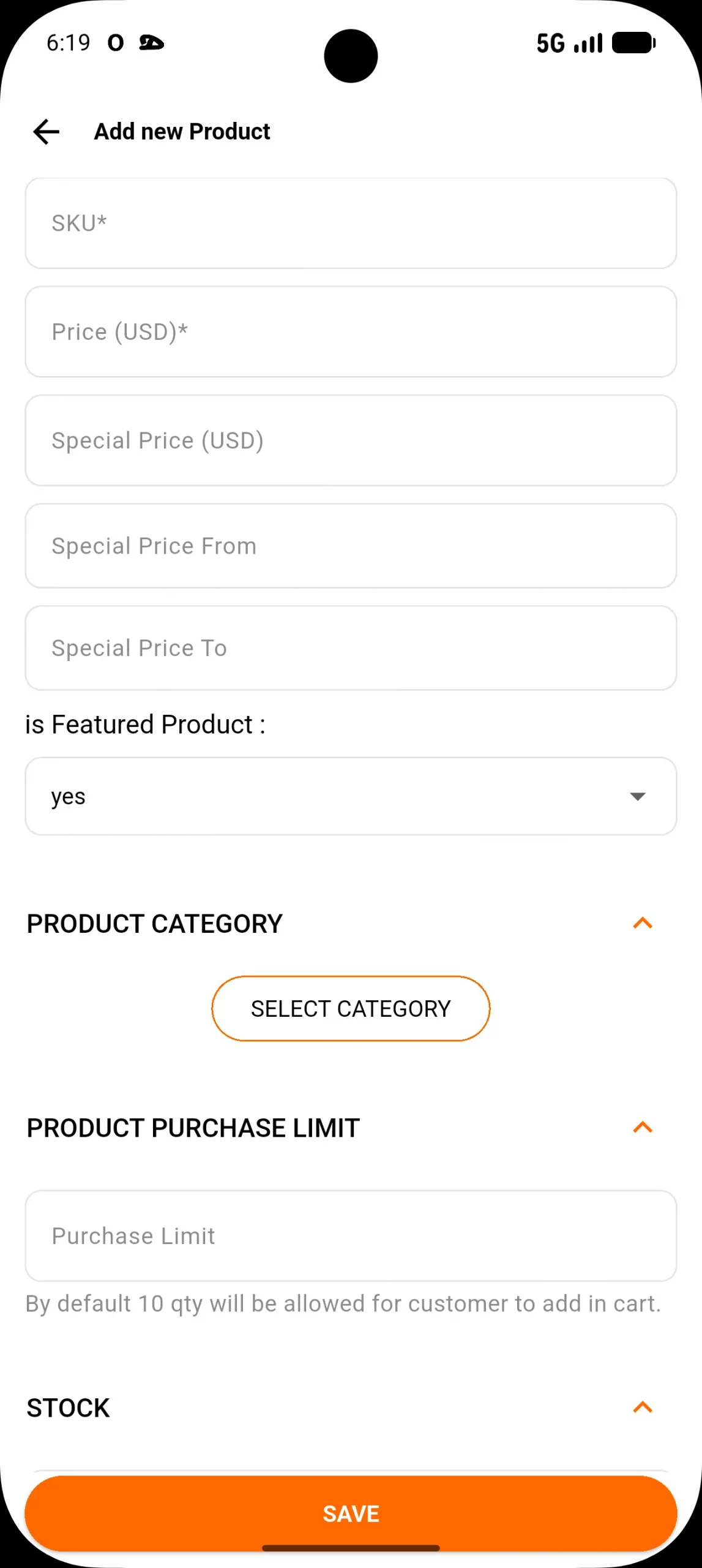 add category and purchase limit