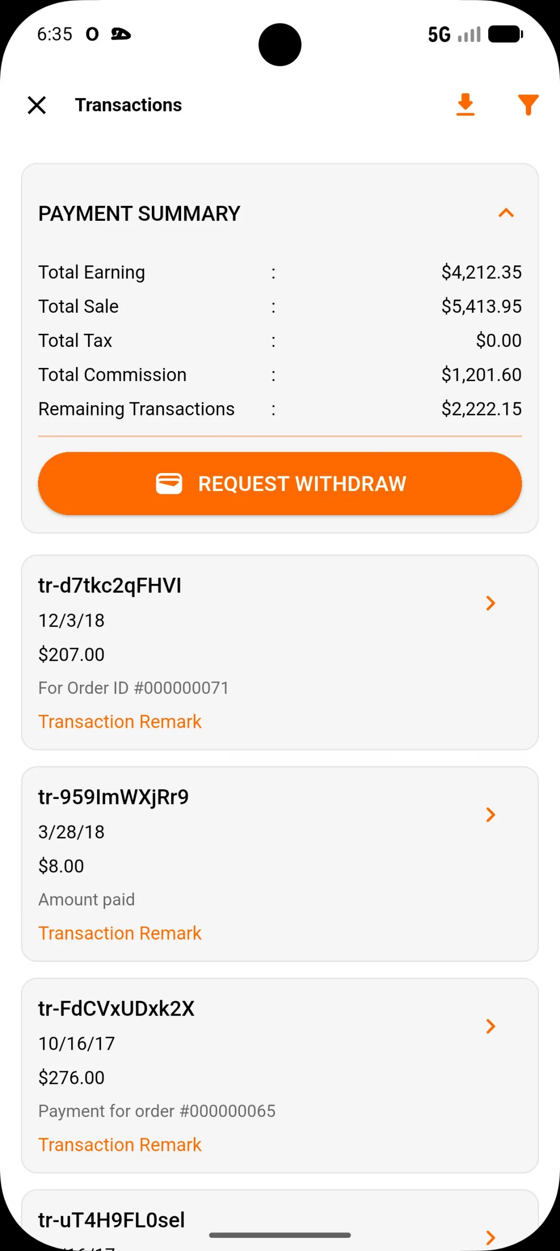 seller transactions