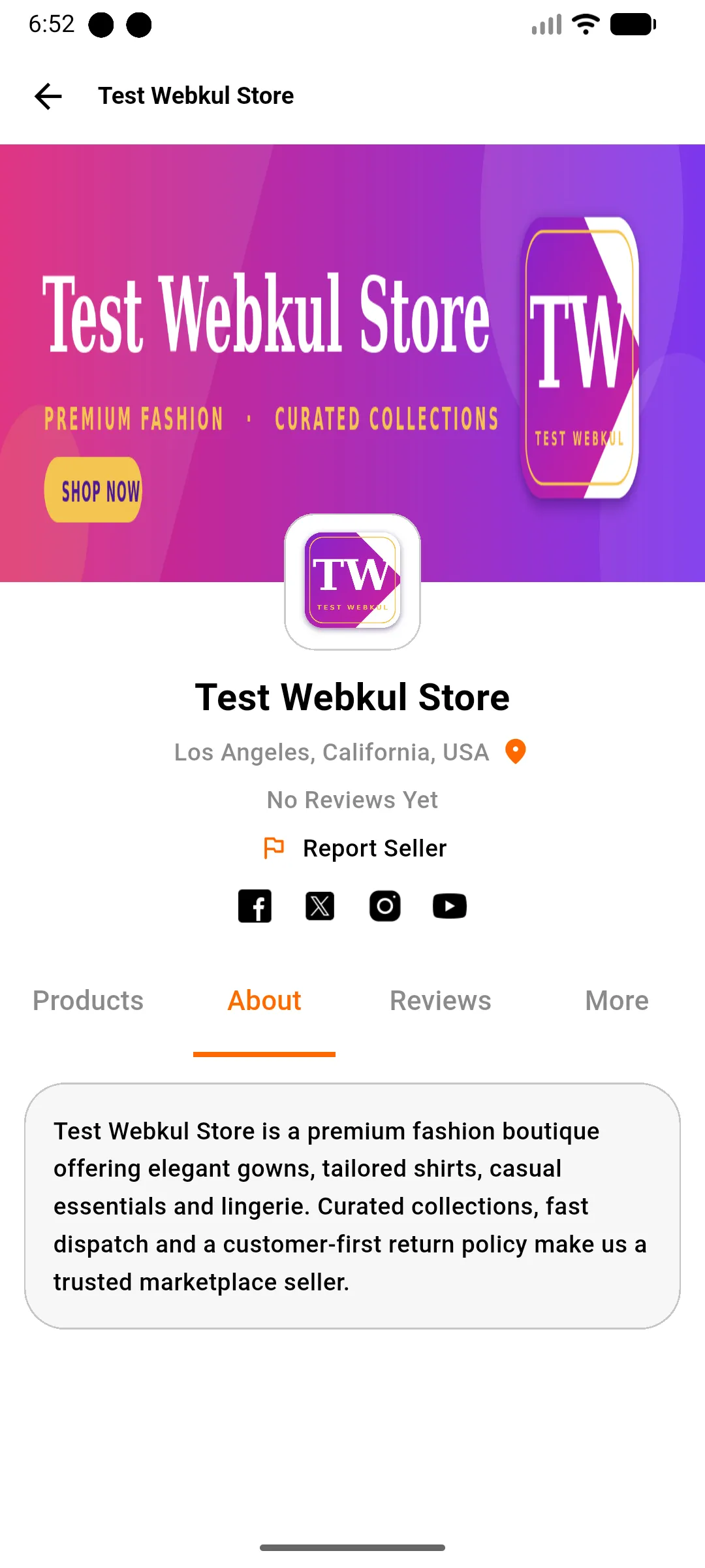 profile page - about