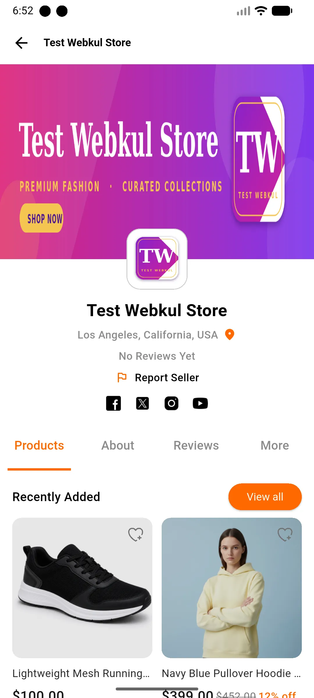 profile page -product list