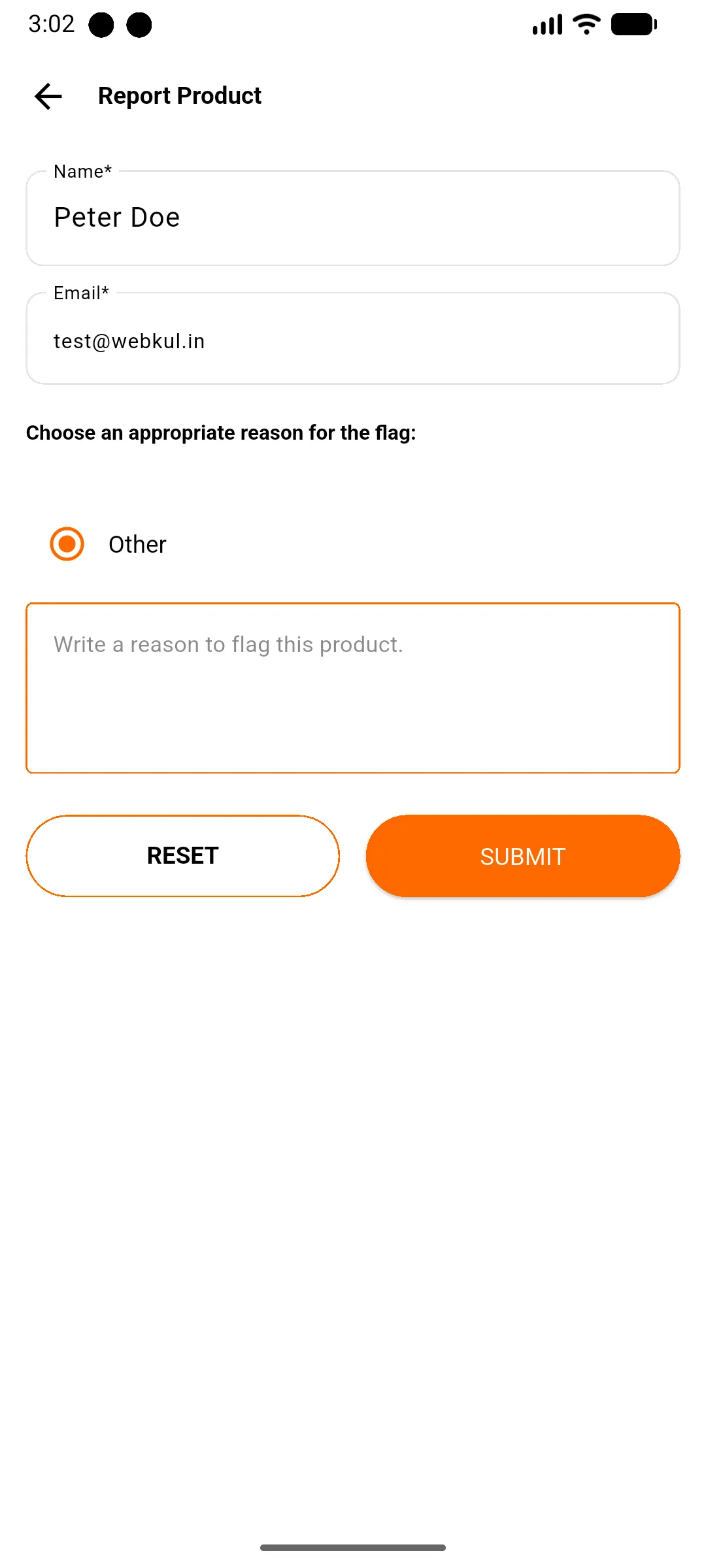 report product form